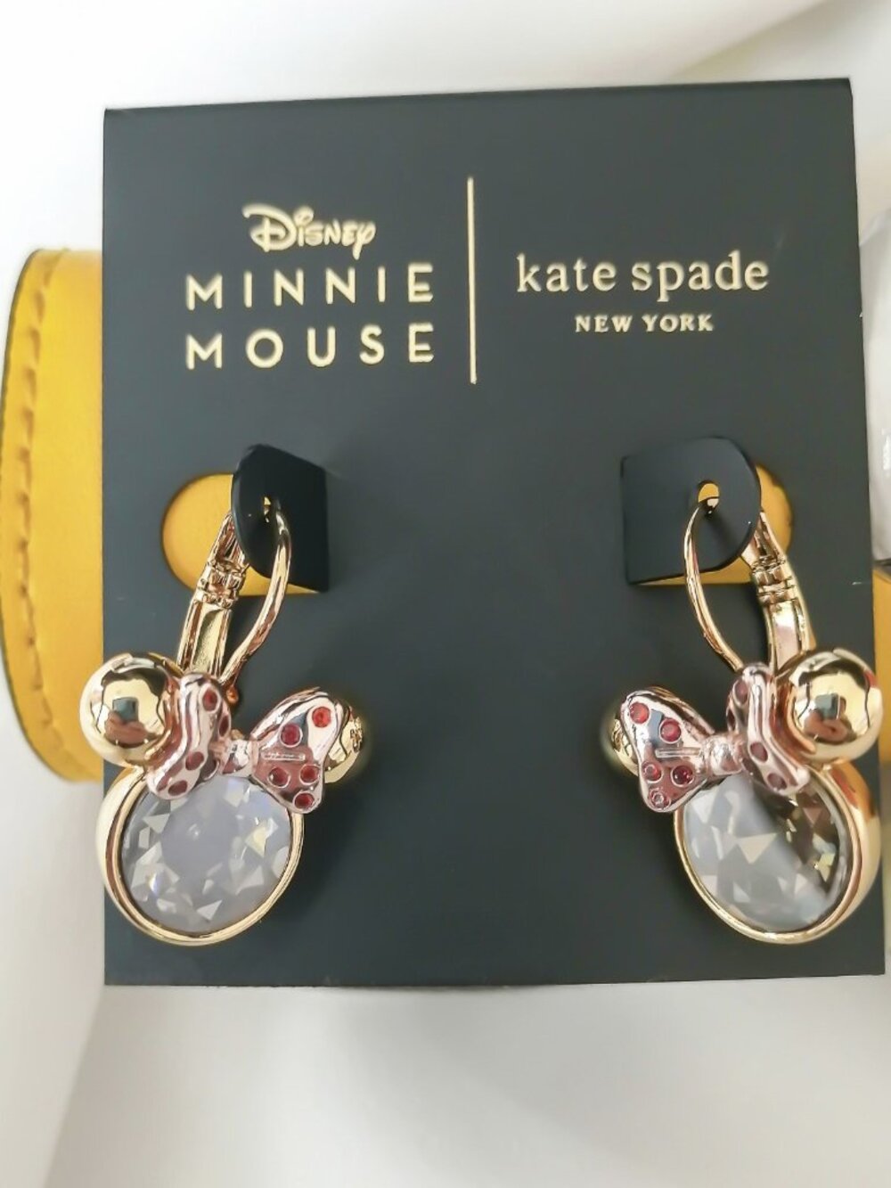 Kate Spade Minnie Mouse Gold Leverbacks Earrings | NEW